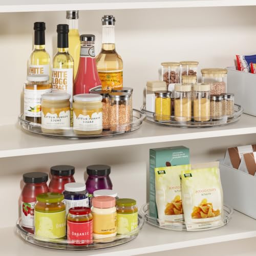 3 Pack 10.6'' Lazy Susan Organizer Turntable for Cabinet (Clear / 3 Pack 10.6in)