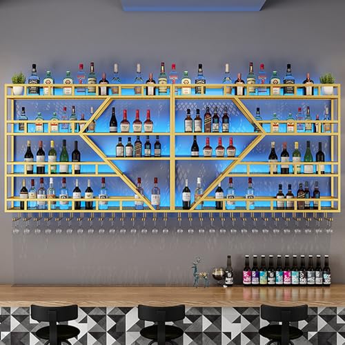 79in Large Wall Mounted Wine Rack (4 Tiers Gold / 79 * 7.87 * 48.5INCH)