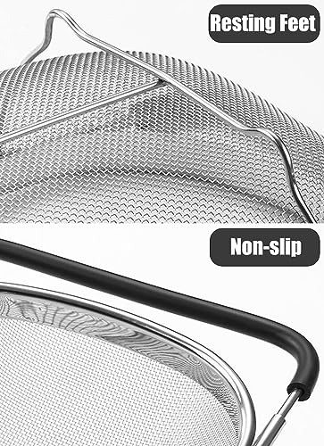 Fine Mesh Colander Over The Sink 6 Quart Stainless Steel Strainer Basket (6 Qt)