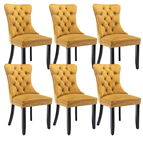 Gold Velvet Dining Chairs Set of 6 (Glod)