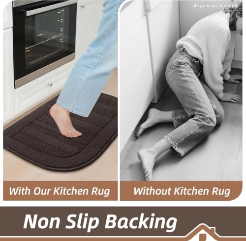 30x18 Inch Kitchen Rugs Non Slip Washable Kitchen Sink Rug (1'6" x 2'6" (Semicircular) / Brown)