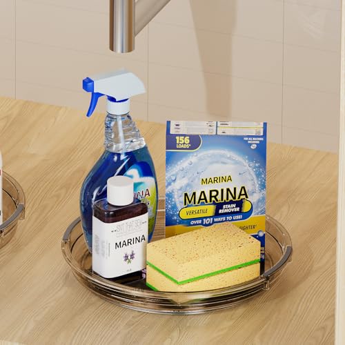 2 Pack Lazy Susan Turntable Organizer for Cabinet (Amber / 2 Pack 10.6in+9.25in)
