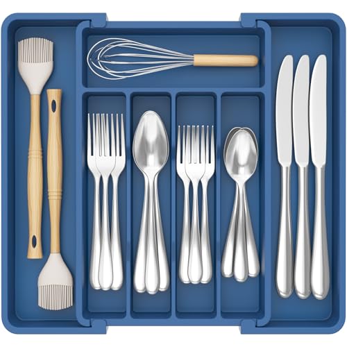 Expandable Silverware Drawer Organizer (Atlantic Blue / Medium Wide(8.5-14''W x 12''D))