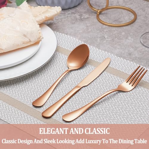 20 Pcs Rose Gold Silverware Set Service for 4 (Rose Gold)