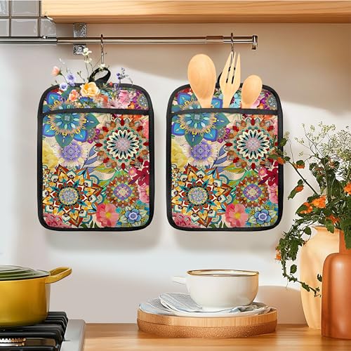 Boho Floral Oven Mitts Set (Haodh-6)