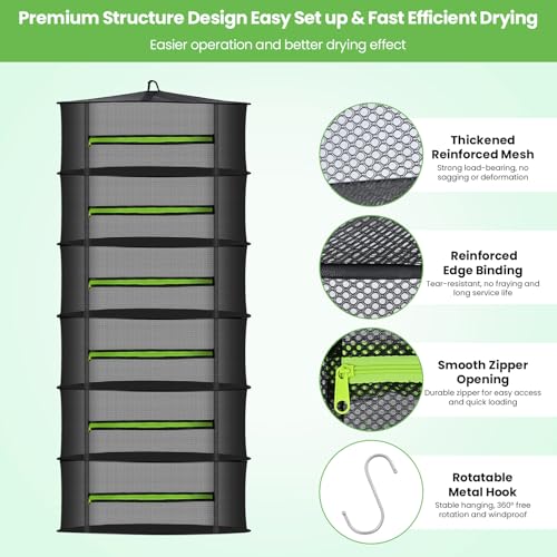 6 Layer Herb Drying Rack with Collapsible Mesh Design