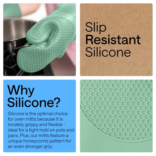 Silicone Oven Mitts (Mint / 12.5" Oven Mitts)