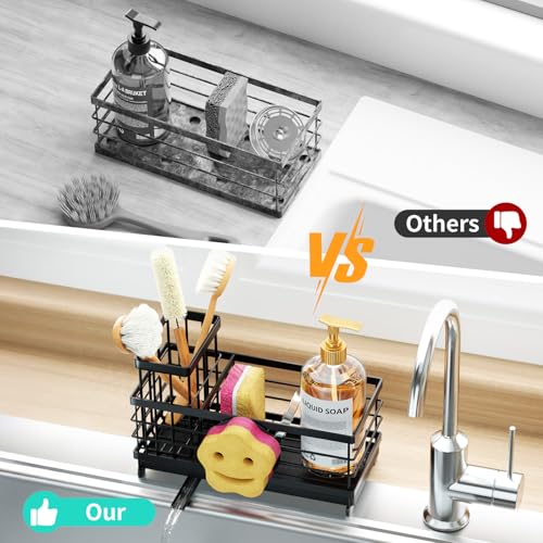 Sponge Holder for Kitchen Sink (Black / with Smiley Face Sponge Holder（single）)