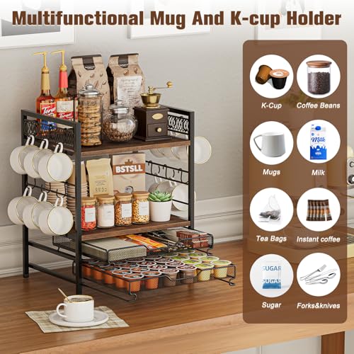 Coffee Bar Station Organizer (Brown (4 Tier))