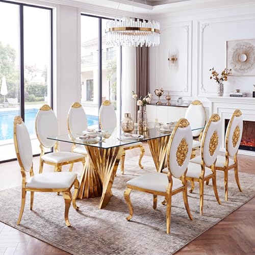 94" Modern Glass Gold Dining Table for 8 (Gold-94" Dining Table)