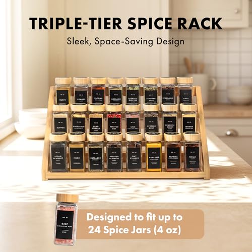 3 Tier Bamboo Spice Rack Organizer for Cabinet (Standing Rack)