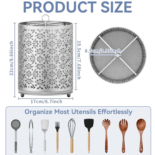 360° Rotating Utensil Holder (Silver)