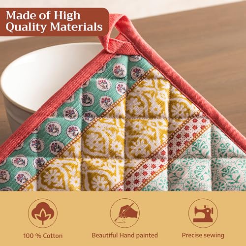 Pot Holders 100% Cotton Potholders (002 - Provence / 8" x 8" (Pot Holder Pack of 1))