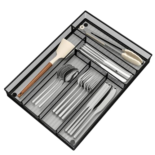 Mesh Silverware Tray for Drawers (Black / 11.3”*16")
