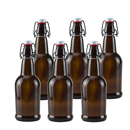16 oz Amber Glass Beer Bottles (Amber / 6 pack)