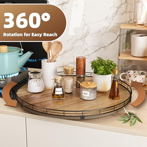 Acacia Wood 21" Lazy Susan Turntable Organizer for Table Top