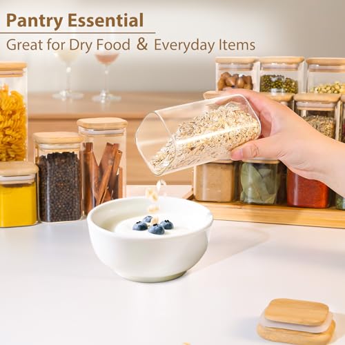 20 Pack 10 oz Square Glass Spice Jars with Lids and Labels (20pcs / 10oz)