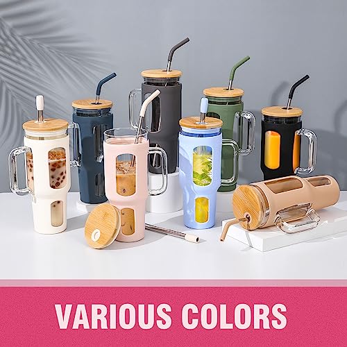 Glass Tumbler with Lid and Straw (CottonPink / 46 Ounces)