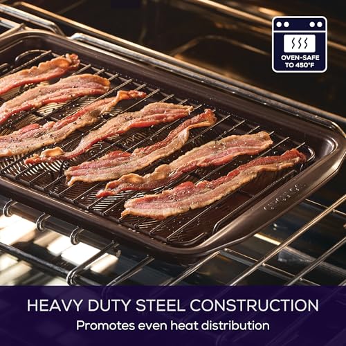 Nonstick Bakeware Set with Nonstick Cookie Sheet (Set (Sheet & Cooling Rack) / Chocolate)