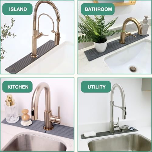 Drying Stone Faucet Tray for Kitchen Sink (Dark Gray / 23.6" x 3.9")