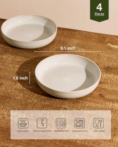 Milkyway 33 oz Pasta Bowls Set of 4 (Beige Thread / Set of 4)
