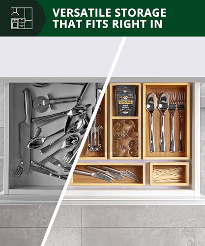 5 Piece Bamboo Drawer Organizer Set