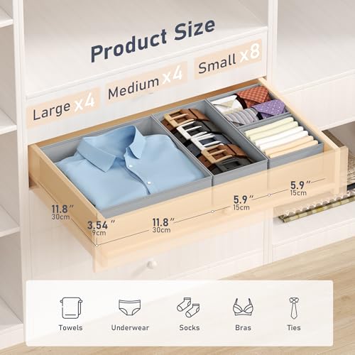 Drawer Organizer Clothes (Gray / 16 Pack)