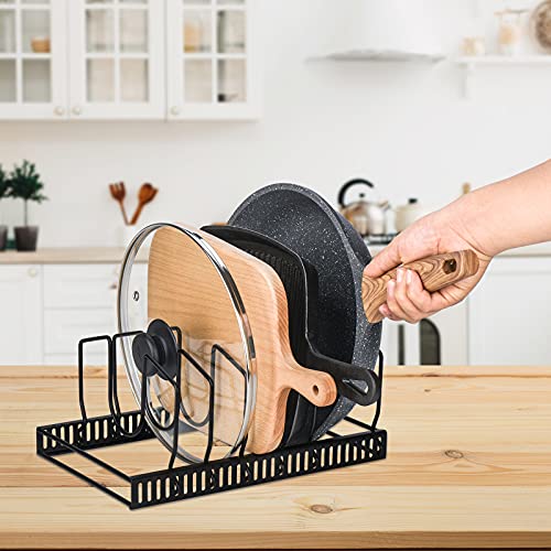 Pot Lids Organizer Rack for Cabinet and Countertop (Black / Lid Organizer)