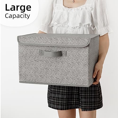 Storage Baskets with Lids (Ash Gray / Large-2 Pack)