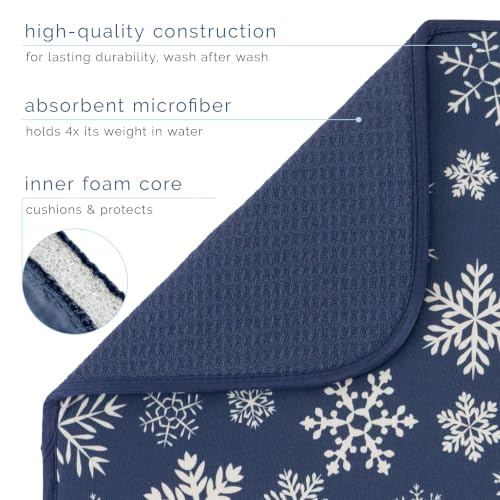 Dish Drying Mat (Blue Snowflakes / 18" x 24")