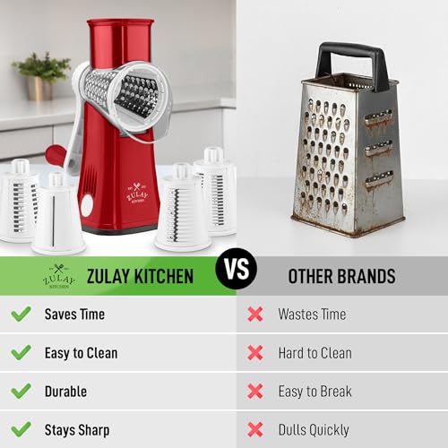 Rotary Cheese Grater Manual Hand Crank 5 Blade Shredder