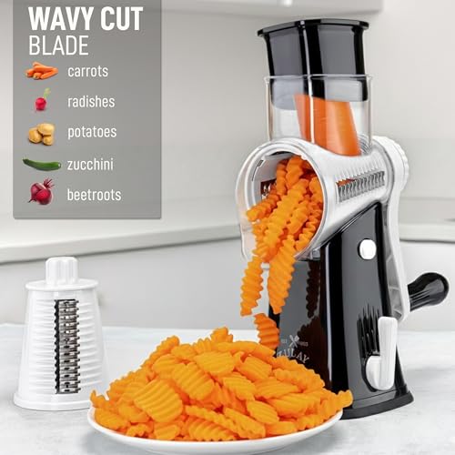 Rotary Cheese Grater Manual Hand Crank 5 Blade Shredder