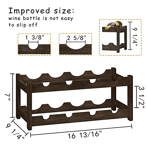 Wine Rack Freestanding 2 Tier 8 Bottle Bamboo Wine Racks Countertop Cabinet Wine Holder Wine Storage Shelf for (2-tier-Mocha)
