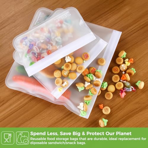 10 Pack Dishwasher Safe Reusable Sandwich Bags (10 Pack-10 Sandwich / White)