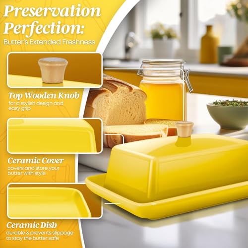 Extra Large Ceramic Butter Dish with Lid (Yellow / Extra Large)