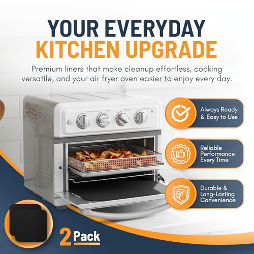 Toaster Oven Liners for Bottom of Oven (2 Pack / Black)