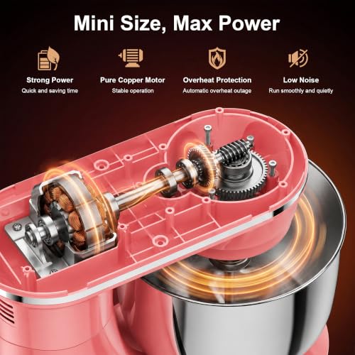 4QT Electric Stand Mixer (Peach Red)