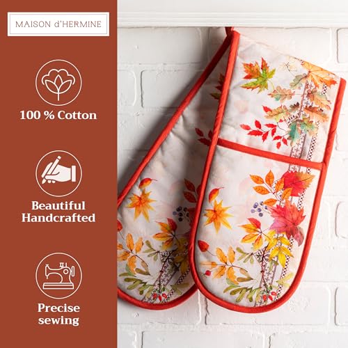 Double Oven Mitts 100% Cotton Double Oven Glove (056 - Amarante / 7" x 35" (Double Oven Mitt))