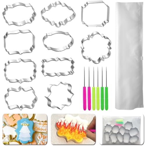 Frame Cookie Cutters 10 Shapes with 6 Cookie Scribes & 1 Storage Bag