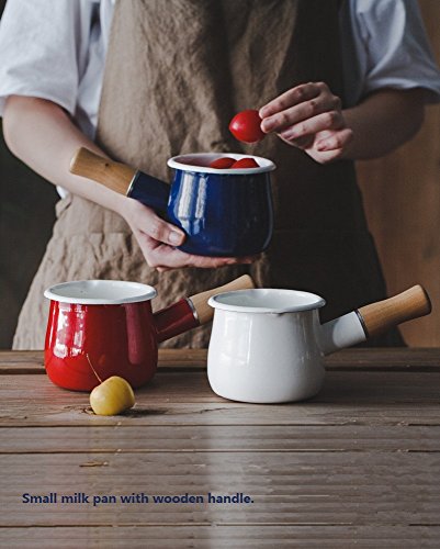 Mini Enamel Milk Pot 4 Inch 17 Oz Dual spout Small Pot (Red)