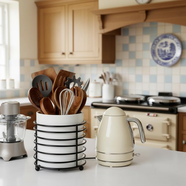 Utensil Holder for Kitchen Counter Large Cooking Utensil Holder (XL / White Black)