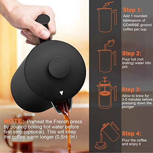 French Press Coffee Maker (Black / 34 oz)