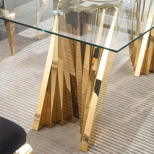70" Modern Glass Gold Dining Table for 6 (Gold-70" Dining Table)