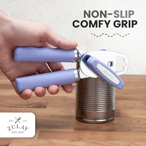 Manual Can Opener Heavy Duty Patented Stainless Steel (Periwinkle / Comfy Grip)