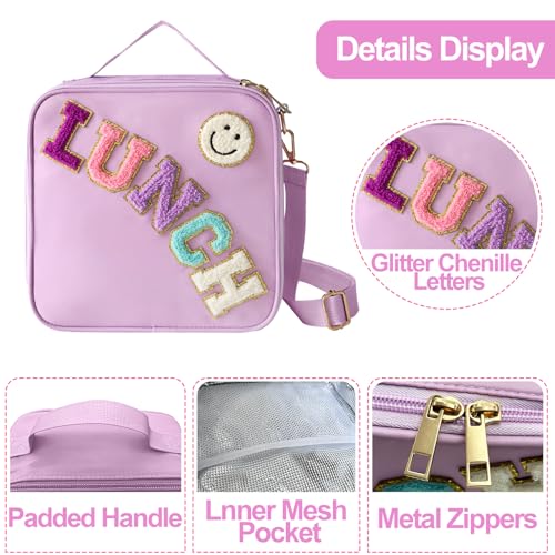 Insulated Lunch Bag With Adjustable Shoulder Strap (Purple)