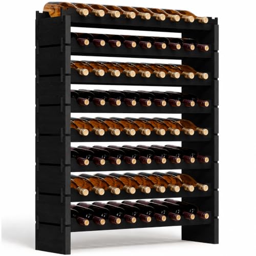 72 Bottle Wine Rack Stackable Bamboo Freestanding (72 Bottle - Black)