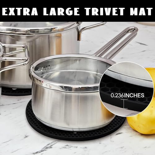 4 Pack Silicone Trivet Mats (9x9in / 04 Black)