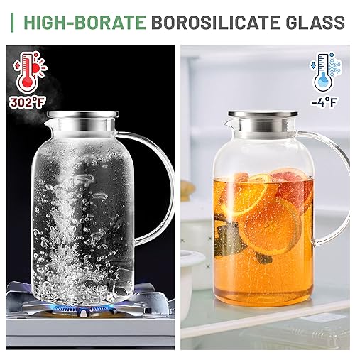 2.2 Liter 75oz Glass Pitcher with Lid (75 Ounces / Clear)