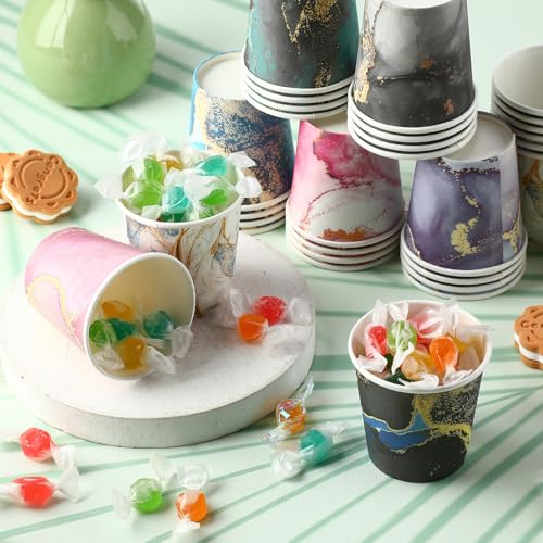 1000 Pcs Disposable Paper Cups Small (Marble / 2.36*2.4*1.73 inches, 3.7oz)