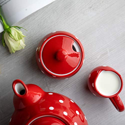 Ceramic Sugar Bowl with Lid (Red)